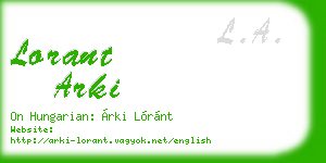 lorant arki business card